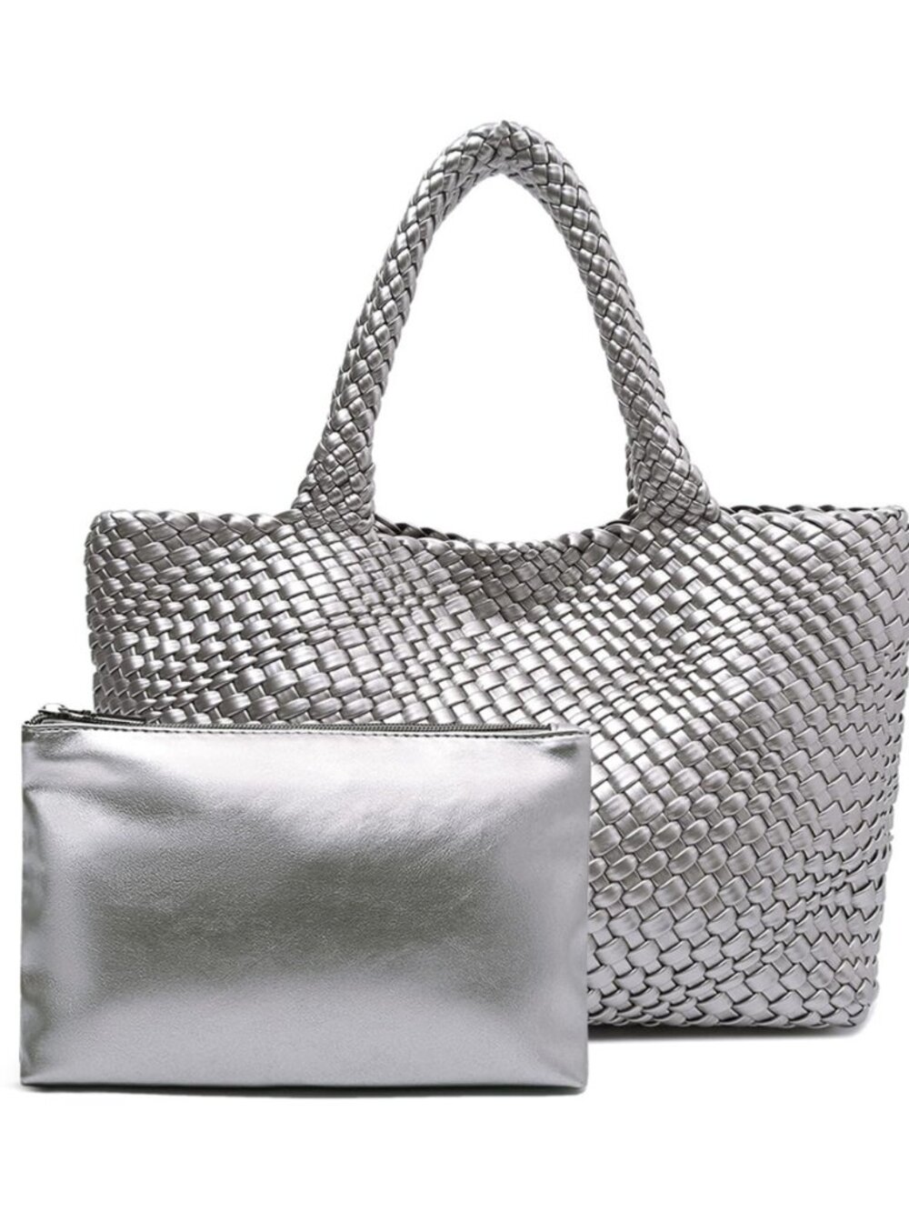 Large Hand Woven Tote Bag for Women, Soft Vegan Leather Braided Shoulder Handbag